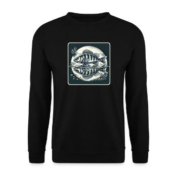 Perche, design naturel pour pêcheur - Sweat-shirt Unisexe - noir - Devant - Alina (178cm) & Michal (187cm)