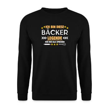 Bäcker Legende - Unisex Pullover - Schwarz - Vorne - Alina (178cm) & Michal (187cm)