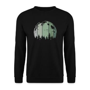 Moon forest tree retro vintage icon logo - Unisex Sweatshirt - black - Front - Alina (178cm) & Michal (187cm)