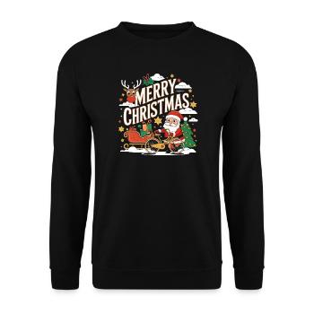 Joyeux Noël Scène du renne et du Père Noël - Sweat-shirt Unisexe - noir - Devant - Alina (178cm) & Michal (187cm)
