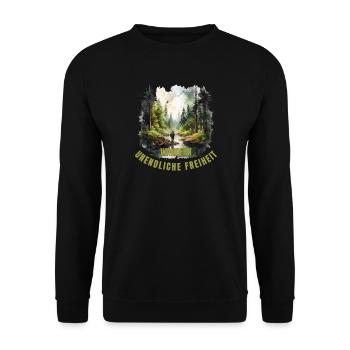 Unendliche Freiheit - Unisex Pullover - Schwarz - Vorne - Alina (178cm) & Michal (187cm)