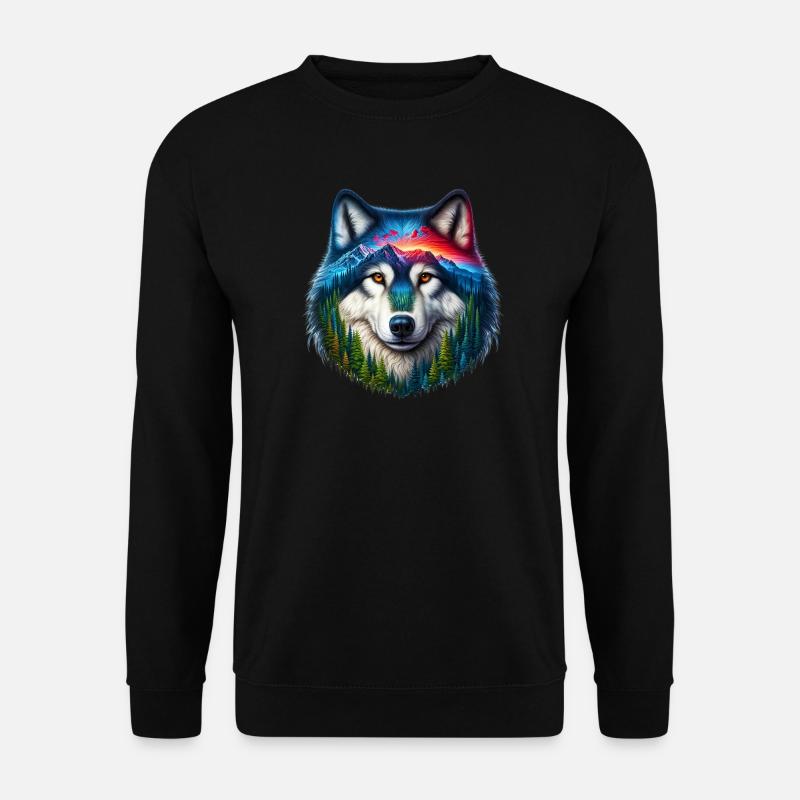 Wolf - Unisex Pullover - Schwarz