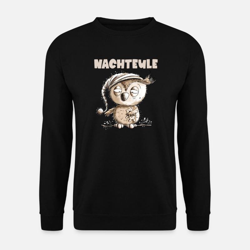 Drollige Nachteule Eule - Unisex Pullover - Schwarz