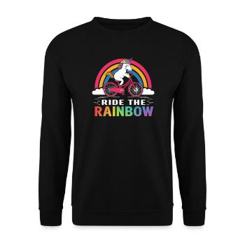Unicorn Bicycle Ride Rainbow Tee - Unisex Sweatshirt - black - Front - Alina (178cm) & Michal (187cm)
