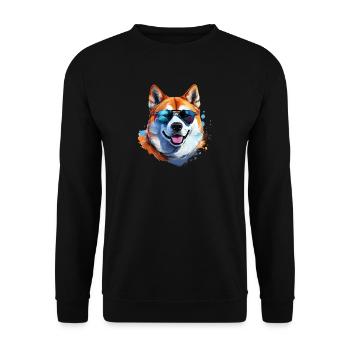Akita Inu with sunglasses - Unisex Sweatshirt - black - Front - Alina (178cm) & Michal (187cm)