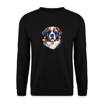 Saint Bernard with sunglasses - Unisex Sweatshirt - black - Front - Alina (178cm) & Michal (187cm)