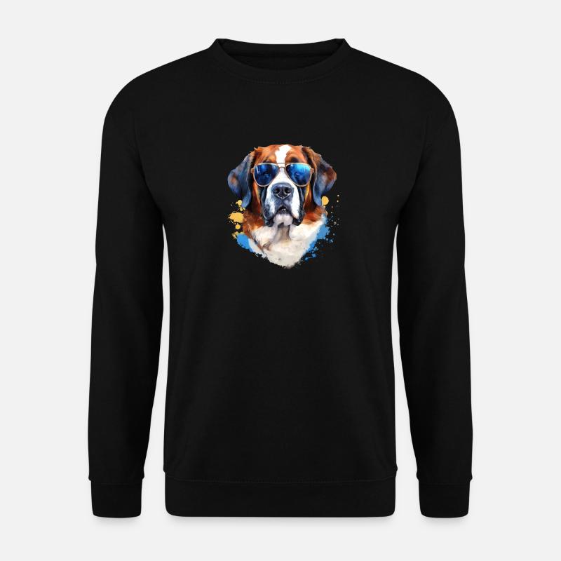 Bernhardiner mit Sonnenbrille - Unisex Pullover - Schwarz