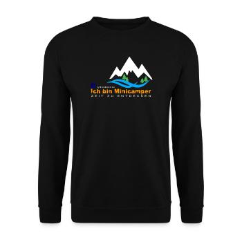 Minicamper Bergwanderer Motiv - Unisex Pullover - Schwarz - Vorne - Alina (178cm) & Michal (187cm)