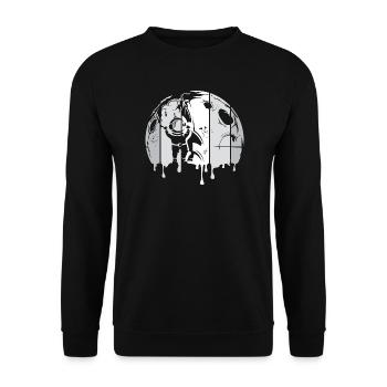 moon astronaut space rocket graffiti retro logo - Unisex Sweatshirt - black - Front - Alina (178cm) & Michal (187cm)