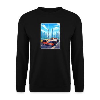 Shanghai Circuit Motorsport Race China Travel Card - Unisex Pullover - Schwarz - Vorne - Alina (178cm) & Michal (187cm)