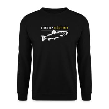 Forellen Flüsterer - Unisex Pullover - Schwarz - Vorne - Alina (178cm) & Michal (187cm)