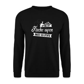 Wenn die Fische rufen muss ich gehen - Unisex Pullover - Schwarz - Vorne - Alina (178cm) & Michal (187cm)