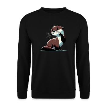 Otter - Unisex Pullover - Schwarz - Vorne - Alina (178cm) & Michal (187cm)