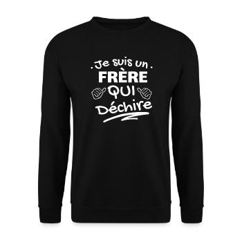 Humour Fraternel Affirmé T-shirt - Sweat-shirt Unisexe - noir - Devant - Alina (178cm) & Michal (187cm)