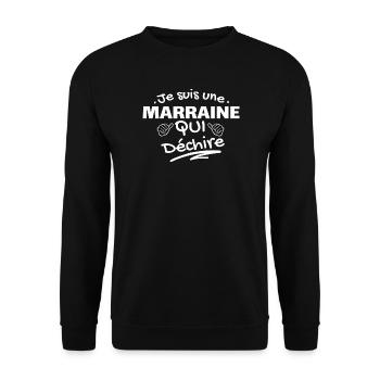 je suis une marraine qui déchire - Sweat-shirt Unisexe - noir - Devant - Alina (178cm) & Michal (187cm)