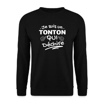 Je suis un Tonton Qui Déchire - Sweat-shirt Unisexe - noir - Devant - Alina (178cm) & Michal (187cm)