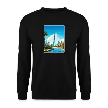 Dubai Skyline Illustration - Unisex Sweatshirt - black - Front - Alina (178cm) & Michal (187cm)