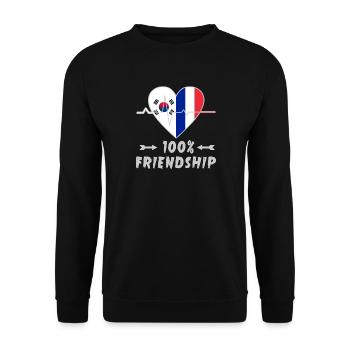 100 % amitié entre la Corée du Sud et la France - Sweat-shirt Unisexe - noir - Devant - Alina (178cm) & Michal (187cm)