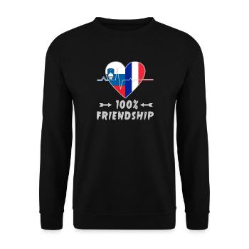 100 % amitié entre la Slovénie et la France - Sweat-shirt Unisexe - noir - Devant - Alina (178cm) & Michal (187cm)