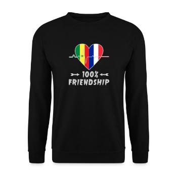 100 % amitié entre le Sénégal et la France - Sweat-shirt Unisexe - noir - Devant - Alina (178cm) & Michal (187cm)