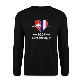 100 % amitié entre la Suisse et la France - Sweat-shirt Unisexe - noir - Devant - Alina (178cm) & Michal (187cm)