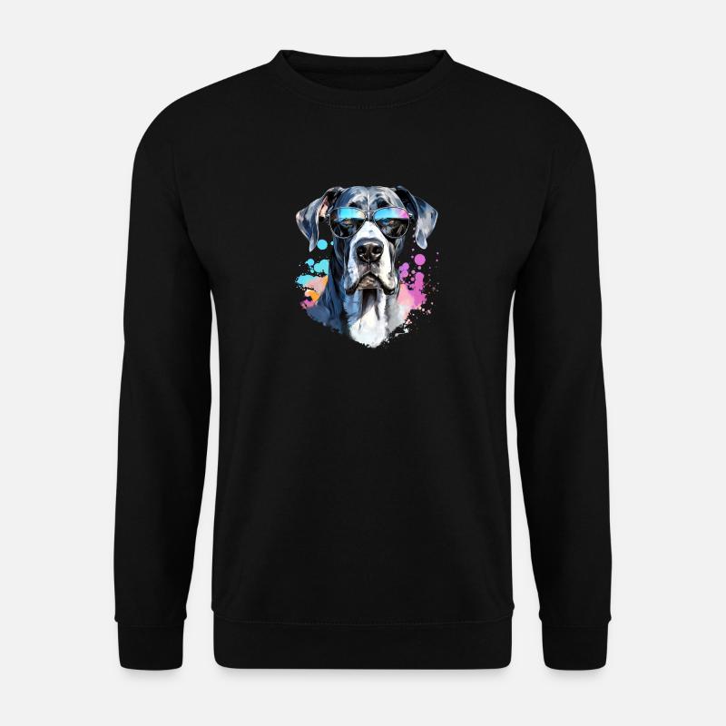 Dogge mit Sonnenbrille - Unisex Pullover - Schwarz