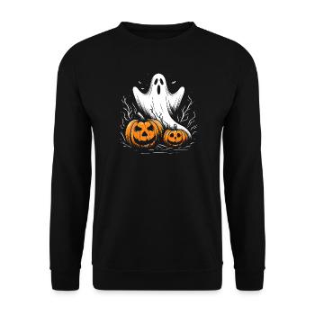 Halloween-Geist - Unisex Pullover - Schwarz - Vorne - Alina (178cm) & Michal (187cm)