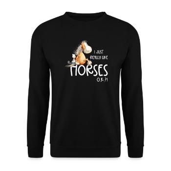 J’aime vraiment les chevaux cheval de dessin animé - Sweat-shirt Unisexe - noir - Devant - Alina (178cm) & Michal (187cm)