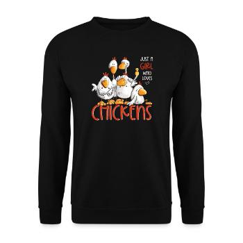 Just A Girl Who Loves Chickens Chicken Chickens Fan - Unisex Sweatshirt - black - Front - Alina (178cm) & Michal (187cm)