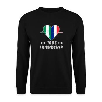 Nigeria und Frankreich 100% Freundschaft - Unisex Pullover - Schwarz - Vorne - Alina (178cm) & Michal (187cm)