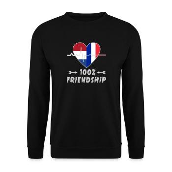 Les Pays-Bas et la France, une amitié à 100 % - Sweat-shirt Unisexe - noir - Devant - Alina (178cm) & Michal (187cm)