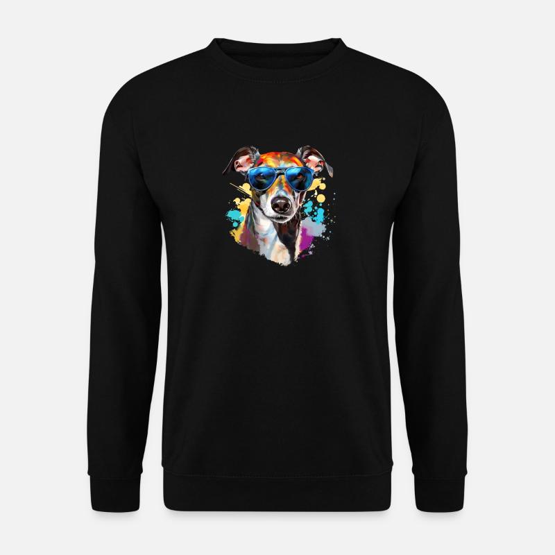 Windspiel mit Sonnenbrille - Unisex Pullover - Schwarz