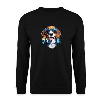 Beagle with sunglasses - Unisex Sweatshirt - black - Front - Alina (178cm) & Michal (187cm)