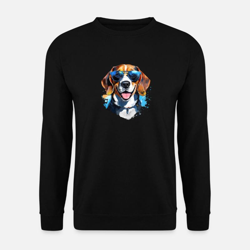 Beagle avec lunettes de soleil - Sweat-shirt Unisexe - noir