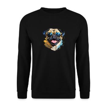 Pug with sunglasses - Unisex Sweatshirt - black - Front - Alina (178cm) & Michal (187cm)
