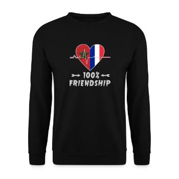 Le Maroc et la France : une amitié à 100 % - Sweat-shirt Unisexe - noir - Devant - Alina (178cm) & Michal (187cm)
