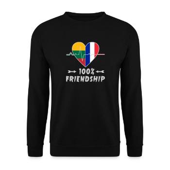 Litauen und Frankreich 100% Freundschaft - Unisex Pullover - Schwarz - Vorne - Alina (178cm) & Michal (187cm)