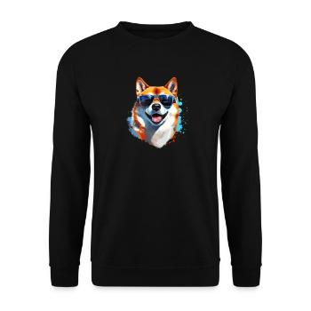 Shiba Inu with sunglasses - Unisex Sweatshirt - black - Front - Alina (178cm) & Michal (187cm)