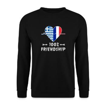 100 % amitié entre la Grèce et la France - Sweat-shirt Unisexe - noir - Devant - Alina (178cm) & Michal (187cm)