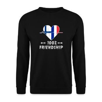 Finnland und Frankreich 100% Freundschaft - Unisex Pullover - Schwarz - Vorne - Alina (178cm) & Michal (187cm)