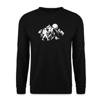 Mountains Hiking Nature Trekking Mountain Icon Logo - Unisex Sweatshirt - black - Front - Alina (178cm) & Michal (187cm)