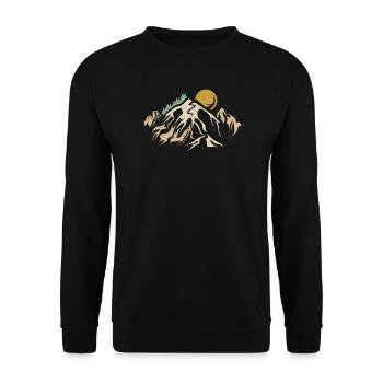 retro Berge Landschaft Natur vintage Berg wandern - Unisex Pullover - Schwarz - Vorne - Alina (178cm) & Michal (187cm)
