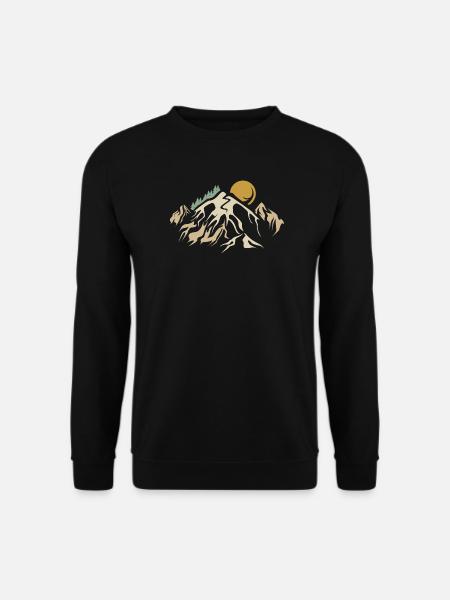 retro Berge Landschaft Natur vintage Berg wandern - Unisex Pullover - Schwarz