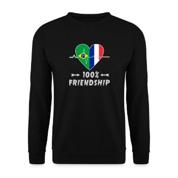 Le Brésil et la France, une amitié à 100 % - Sweat-shirt Unisexe - noir - Devant - Alina (178cm) & Michal (187cm)