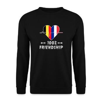 La Belgique et la France, une amitié à 100 % - Sweat-shirt Unisexe - noir - Devant - Alina (178cm) & Michal (187cm)