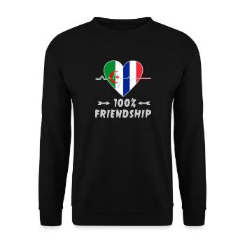 L'Algérie et la France : une amitié à 100 % - Sweat-shirt Unisexe - noir - Devant - Alina (178cm) & Michal (187cm)