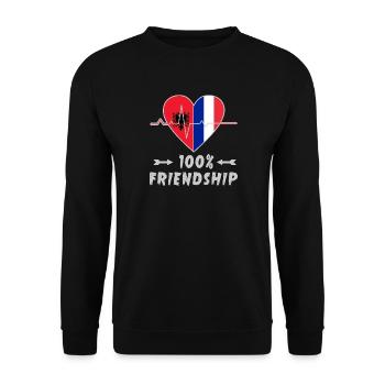 L'Albanie et la France : amitié à 100 % - Sweat-shirt Unisexe - noir - Devant - Alina (178cm) & Michal (187cm)