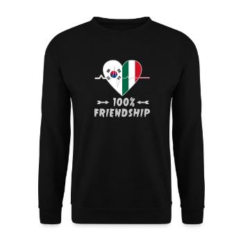 100 % amitié entre la Corée du Sud et l'Italie - Sweat-shirt Unisexe - noir - Devant - Alina (178cm) & Michal (187cm)