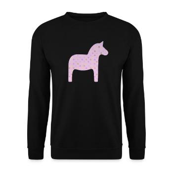 Dala Horse Pink Dots Scandinavian Sweden Decoration - Unisex Sweatshirt - black - Front - Alina (178cm) & Michal (187cm)