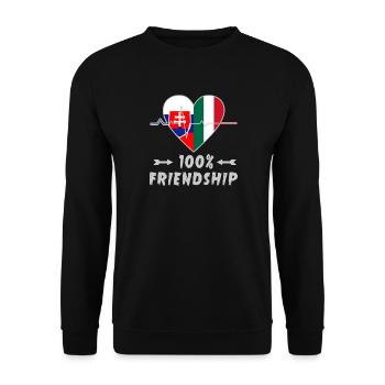 Slowakei und Italien 100% Freundschaft - Unisex Pullover - Schwarz - Vorne - Alina (178cm) & Michal (187cm)